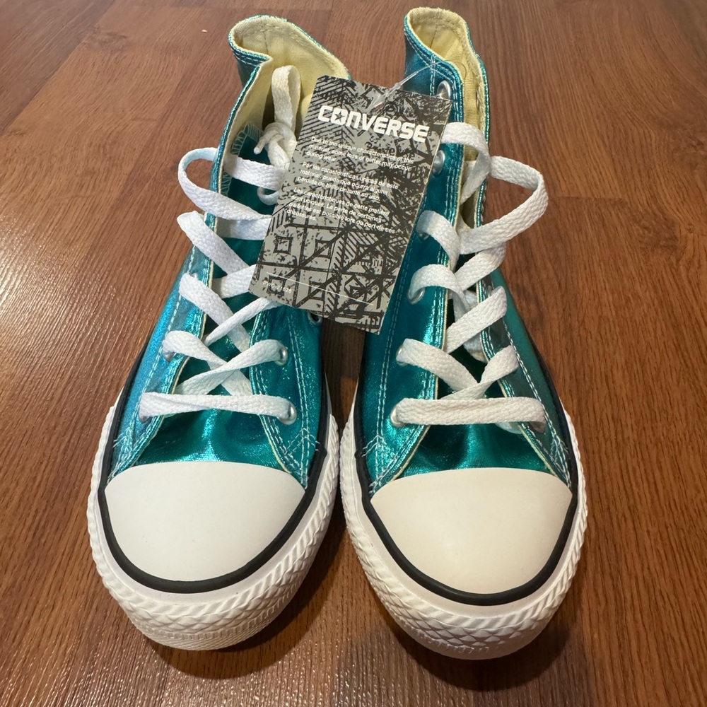 Converse Kids' Shiny Teal High-Tops 1
